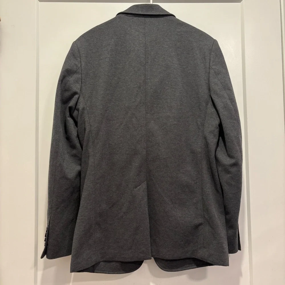01.ALGO Mens Knit Blazer Jacket Charcoal Gray Two Button Cotton Blend sz Medium